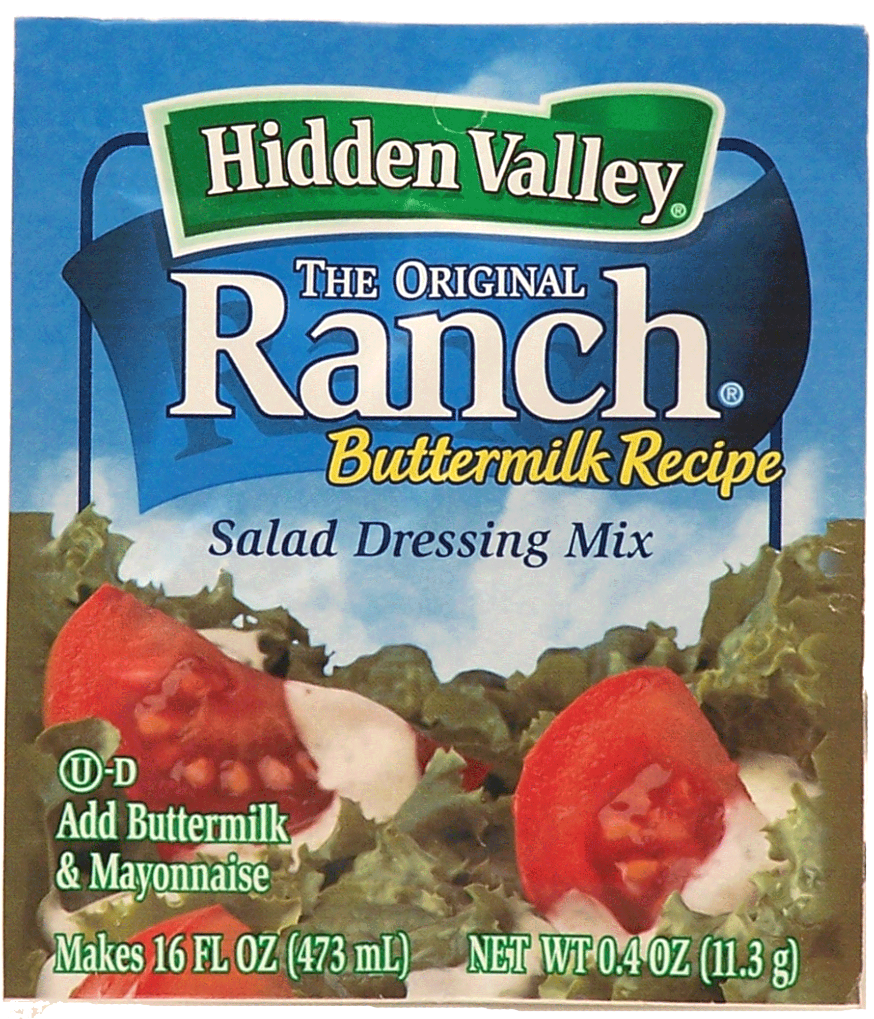 Hidden Valley  original ranch salad dressing mix, buttermilk recipe add buttermilk & mayonnaise makes 16 fl. oz. Full-Size Picture